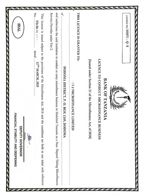 Tanzania Bureau of Standards certificate